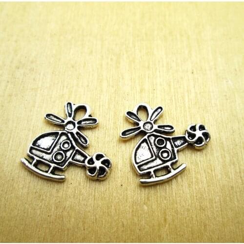 30pcs--17x17mm helicopter Charms helicopter charm Pendants DIY necklace/ bracelets charms antique silver tone