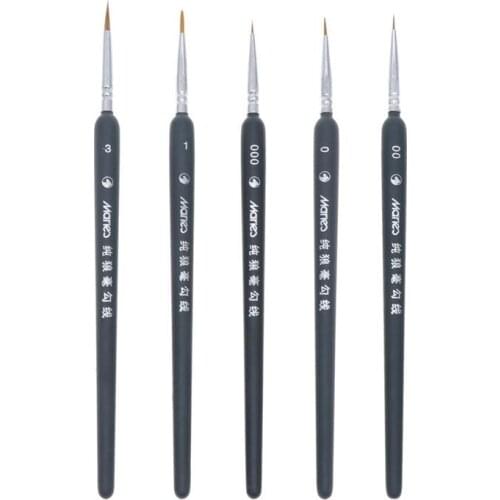 5pcs Wolf Fine Tip Nylon Hair Detail Paint Brush Set Fine Detailing Painting Drawing Painting Brush Pen Painting Supplies