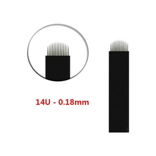 500pcs/lot New 0.16mm 0.18mm 0.2mm Black 18U Tattoo Needle Pins U Shape Microblading Eyebrow Tattoo Permanent Manual Blade