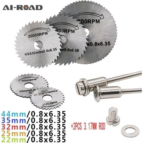 AI-ROAD 7PCS HSS Rotary Tool 22 /25 /32 /35 /44 /50mm New Hot Circular Saw Blades Cutting Discs Mandrel Power Tools Multitool