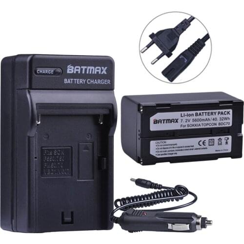 1Pc 5600mAh BDC70 Battery + AC Wall Charger Kits for Topcon Sokkia Total Stations, Robotic Total Stations and GNSS Receivers
