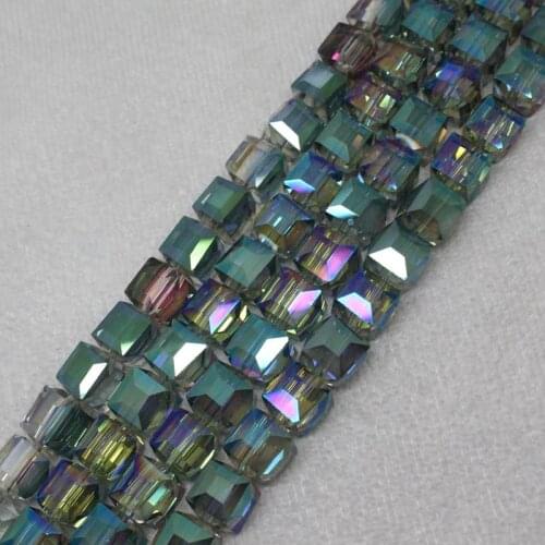 Free Shipping!Wholesales 40pcs,10mm Faceted Red Multicolor Glass Square Loose Beads