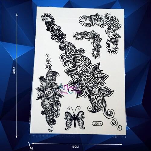 Large Size Henna Removable Temporary Tattoo Body Art Sleeve Arm Tattoo Sticker ABJ14 Women Party Bracelet Jeweldy Designs Makeup