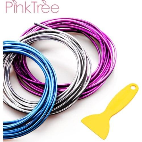 Car Interior Decoration Strips Moulding Trims Dashboard Door Edge Thread Stickers Chrome Styling Accessories 5 Color