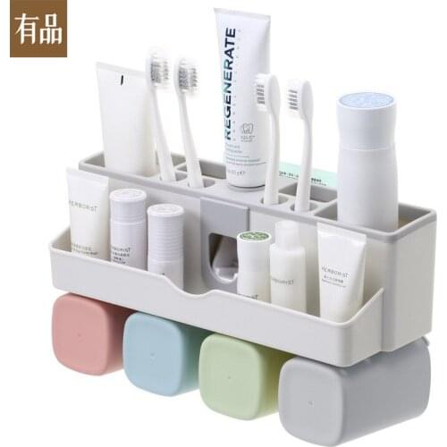 Youpin Toothbrush Holder for Bathroom Multifunction Household Item Auto Toothpaste Squeezer Storage Shelves Bathroom Accessories