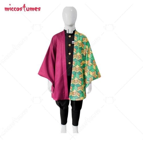 Kids Demon Slayer Kimetsu no Yaiba Tomioka Giyuu Haori Fullset Cosplay Costume