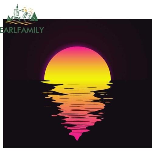 EARLFAMILY 13cm x 11.3cm for Neon Orange Sunset Car Stickers Waterproof Scratch-Proof Decal Motorcycle Surfboard Car Accessoires