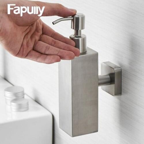Fapully Liquid Soap Dispenser Stainless Steel Mirror Soap Dispenser Wall Mounted Pump Shower Bathroom Accessories Bottle P237