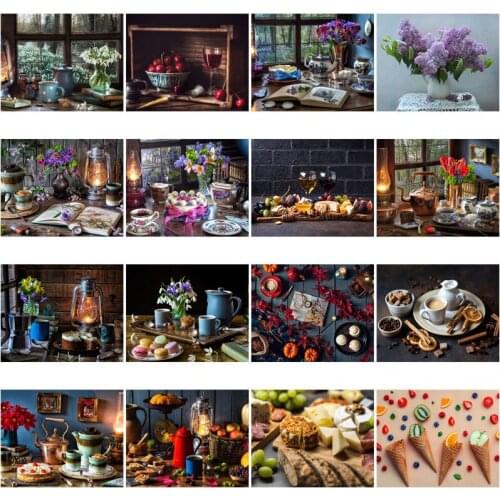 Delicious Dessert 5D Diamond Painting Coffee Cake Handmade Mosaic Stickers Diamond Embroidered Wall Art Pictures for Home Decor