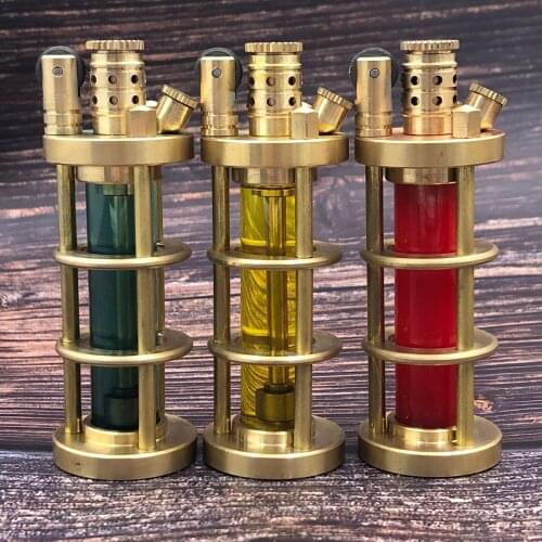 Color changing windproof handmade creative kerosene copper lighter pure oil transparent heavy duty lighter desktop handicraft