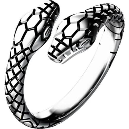 Double Head Snake Rings Mens Women Opening Resizable Punk Hip Hop Ring Jewelry Rap Rock Culture Animals Shape Rings