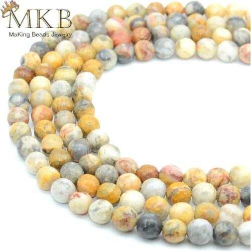 Faceted Natural Stone Crazy Agates Round Beads For Jewelry Making 4 6 8 10mm Gem Beads Diy Bracelet Necklace Wholesale Perles