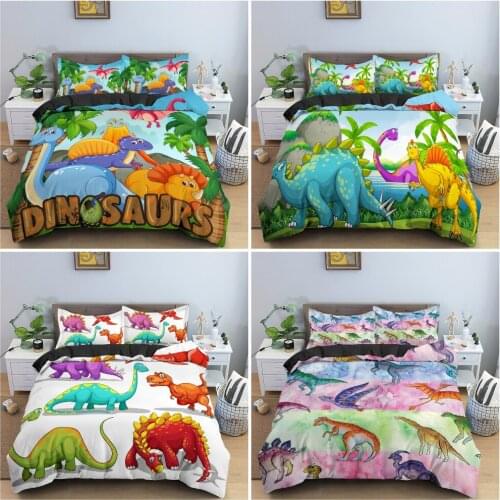 Cartoon Dinosaur Pattern Duvet Cover Luxury Bedding Set 3D Animal Quilt Cover With Pillowcase Kids Bedroom Bedclothes 2/3Pcs