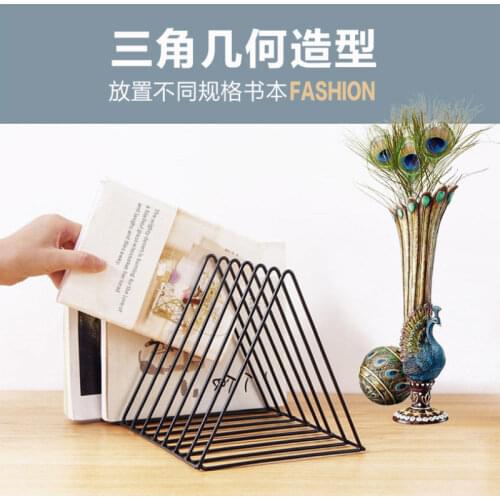 Desktop Bookshelf Ins Nordic Style Triangle Iron Book Stand Desktop Decoration Storage Rack Simple Office Home
