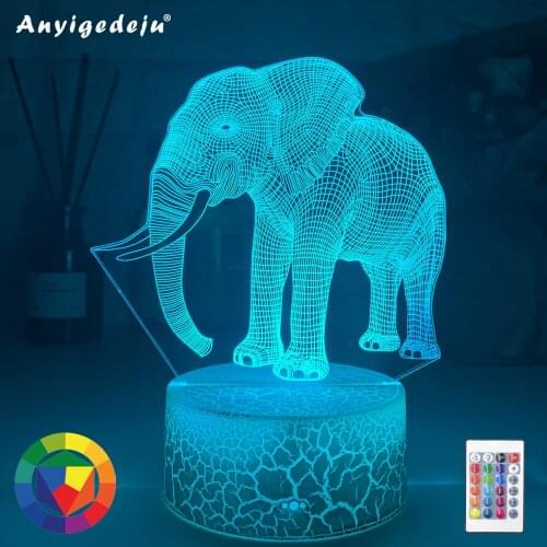 Newest Baby Night Light Elephant for Kids Bedroom Decor Nightlights Cool Birthday Gift 3d Illusion Acrylic Battery Desk Lamps