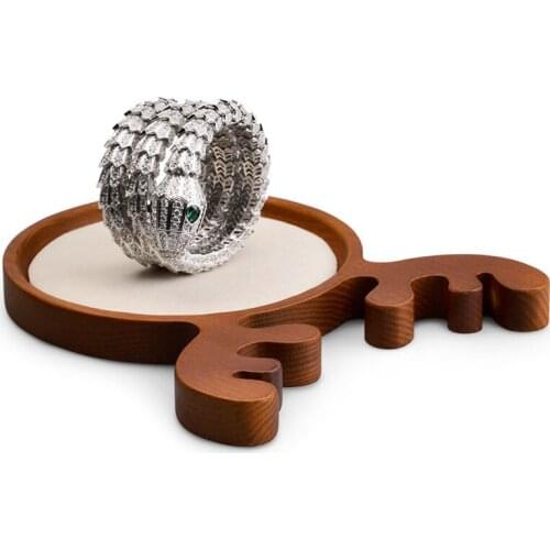 Oirlv High Quality Cute Solid Wood Antlers Bangle Showing Tray Microfiber Ring Display Stand Jewelry Display Prop