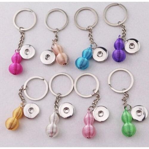 Wholesale 32pcs/lot 8Colors Fancy Gourd Pendant Key Chains Adults Kids metal diy snap button keyring for GOOD LUCK Clifford