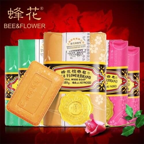 Bee Sandalwood Rose Jasmine Soap125g Cleaning Oil-control Bacteriostatic Acne Remove Mites Soap Family BathTravel Hand Made Soap