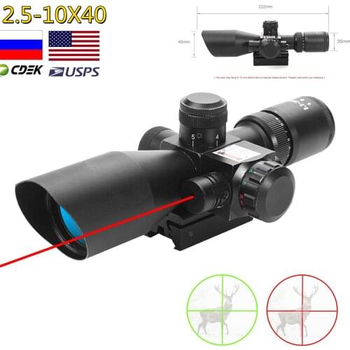 Sight Rifle telescopic sight, 2.5-10X40, red, green, thousand points, hunting Rifle, red dot laser illuminated tactical Rifle