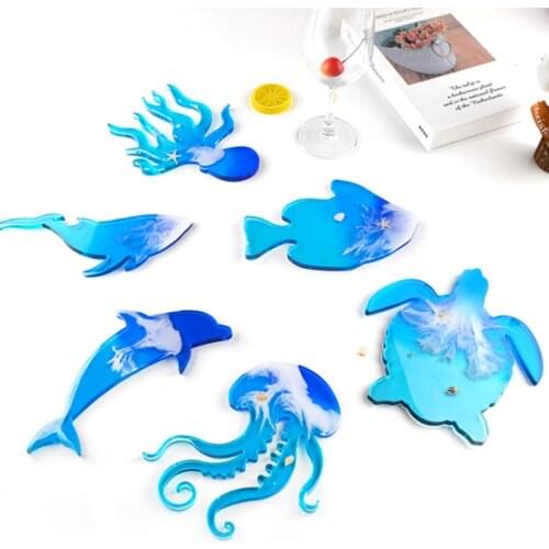 Transparent Silicone Mould Dried Flower Resin Decorative Craft DIY Turtle Marine Life coaster Mold epoxy resin molds for jewelry