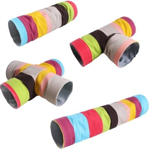 Collapsible Tunnel Small Pet Toys 11cm/4.33" Width Play Tunnel Colorful Hideaway for Ferret Rats Sugar Glider Rabbit