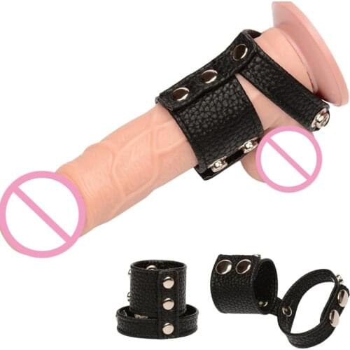 Adjustable Leather Button Penis Rings Scrotum Bondage Cock Ring Male Chastity Cock Sex Belt Semen Lock Delay Ring Adult Sex Toys