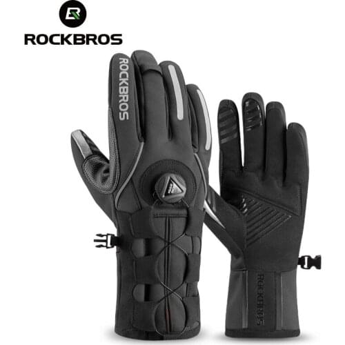 ROCKBROS Adjusatble Cycling Gloves Reflective Screen Touch Warm MTB Road Bike Gloves Outdoor Waterproof Motorcycle Bicycle Glove