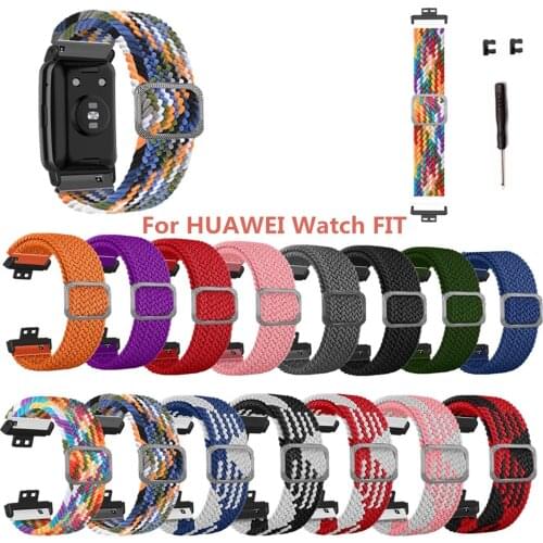 Braided Solo Loop For Huawei Watch FIT Bracelet Watch Amazfit bip Strap Adjustable Nylon Textile Elastic Replacement Strap