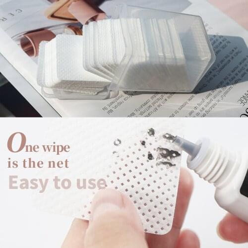200pcs Lint-Free Paper Cotton Wipes Eyelash Glue Remover wipe the mouth of the glue bottle prevent clogging glue Cleaner Pads