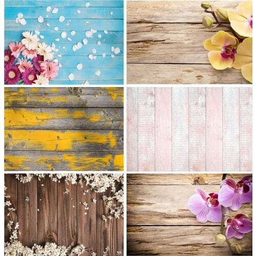 SHENGYONGBAO Art Fabric Photography Backdrops Flower and Wood Planks Theme Photo Studio Background 20203TT-10