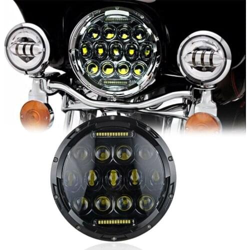 7" 75W LED Headlight for Kawasaki Vulcan VN 500 750 800 900 1600 1700 1500 Round LED Headlamp for 93-08 Ducati Monster 1000 600
