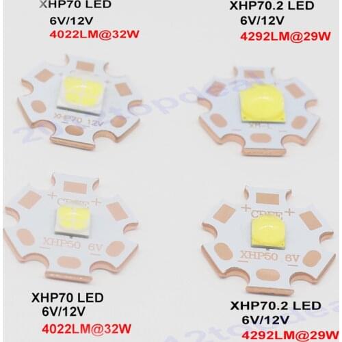 CREE XHP50 XHP70 XHP50.2 XHP70.2 2 generation Cool White Neutral White Warm White LED Emitter 6V 12V with 16mm 20mm Copper PCB