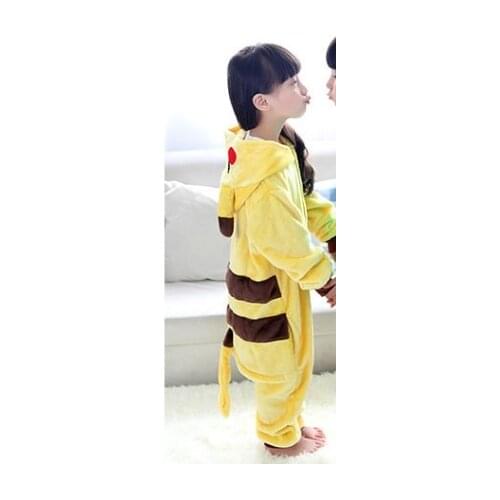 Warm Kids Pajamas Animal Onsies Flannel Childrens Sleepwear Yellow Anime Cartoon pajamas For Girls Boys Nightgown Cosp