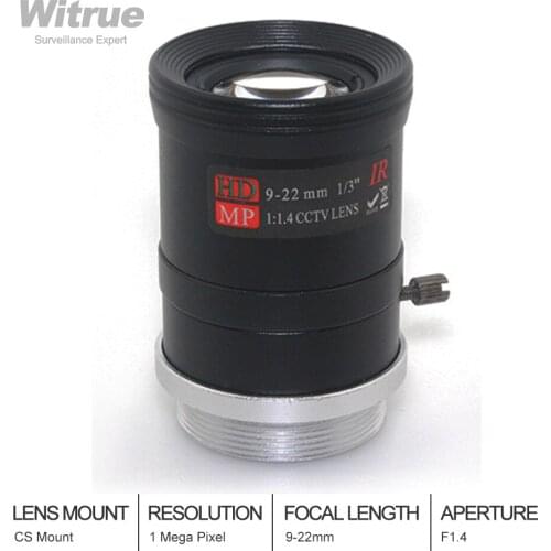 Witrue 9-22mm HD MP Varifocal CCTV Lens CS Mount With Manual iris F1.4 For Surveillance Security IP Camera