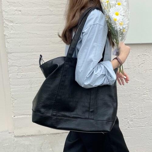 Women large capacity green white black tote handbag for female pu leather soft big casual simple summer shoulder bag