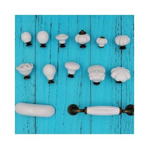 1x White Ceramic Door Handles European Antique Furniture Handles Drawer Pulls Kitchen Cabinet Knobs and Handles