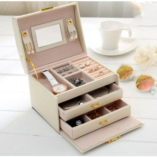 3 Tiers Jewelry Packaging Box Makeup Earrings Case Storage Organizer Container trendy