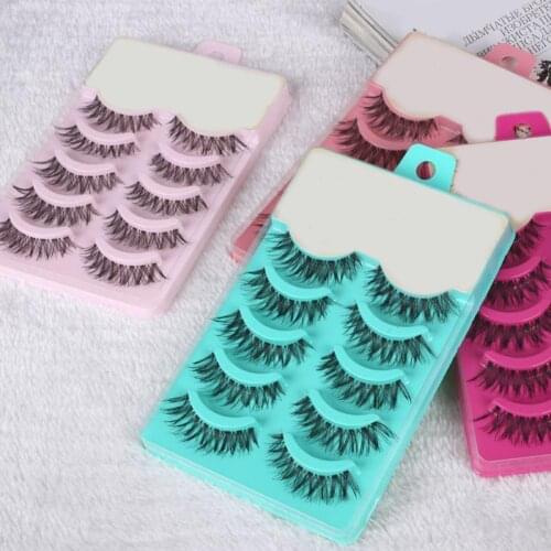5 Pairs Black Crossing Eye Lashes Extension Makeup Long Curled False Eyelashes Practical Women Eye Makuep Fake Eyelashes Tools