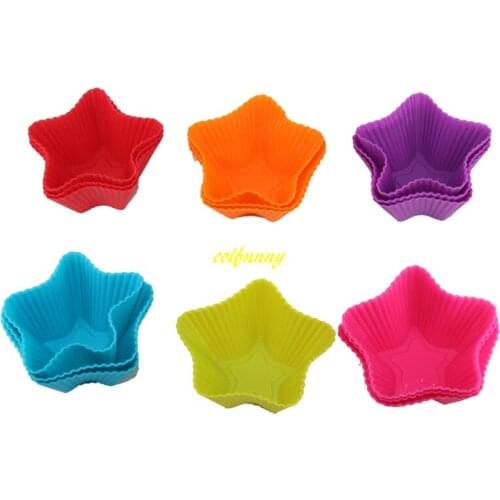 500pcs/lot Five-pointed star Shaped Silicone Muffin Cases Mould Cake Cupcake Liner Baking Mold