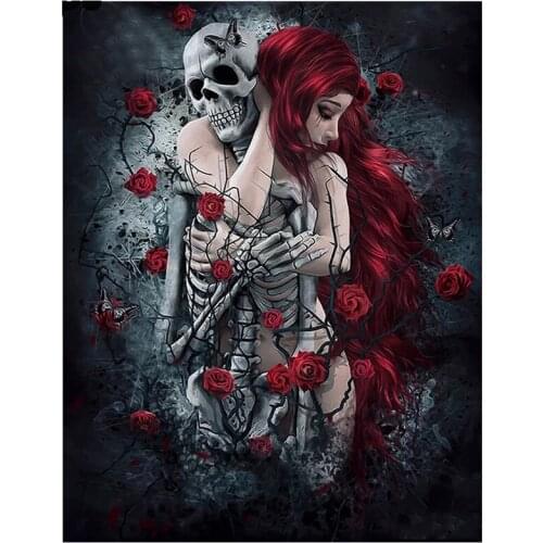 5D Diy Diamond Painting Skull girl Woman Cross Stitch Horror Halloween Needlework Full Square Diamond Embroidery