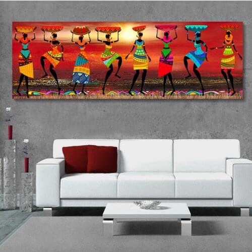 African Women Abstract Dancing Print Poster Canvas Painting Wall Art Wall Pictures for Living Room Bedroom Decoration No Frame