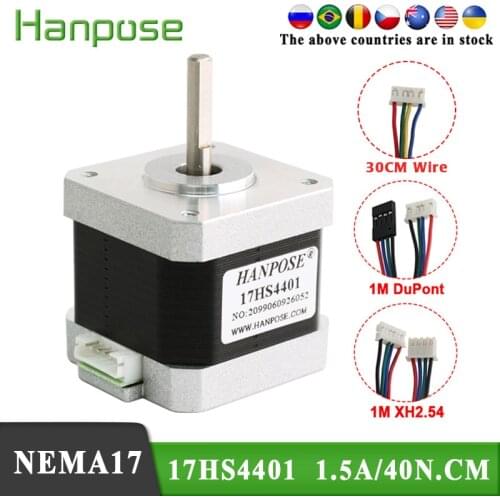 Free shipping 1pcs 4-lead Nema17 Stepper Motor 42 motor Nema 17 motor 1.7A (17HS4401) 3D printer motor and CNC XYZ