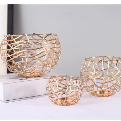 Geometric Wrought Iron Candle Holder Base Metal Candle Holder Decoration Set Creative Golden Home Decoration Home Accessories