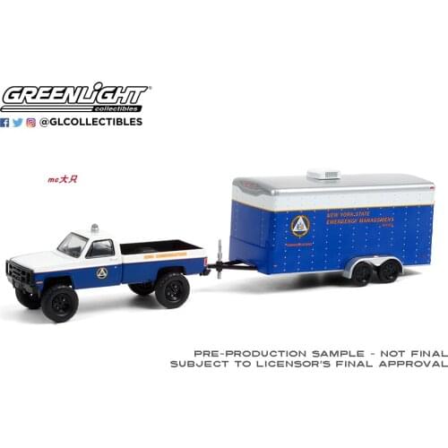 GreenLight 1:64 1987 Chevrolet M1008 SEMO w Trailer Alloy model car Metal toys for childen kids diecast gift
