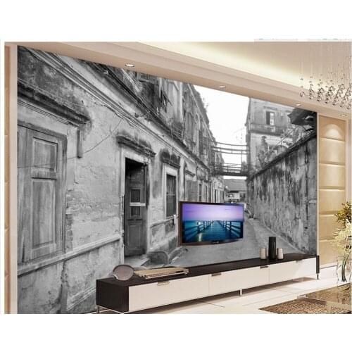 Customized wallpaper for walls 3d wallpaper Retro black and white old old roadside living room wall photo 3d wallpaper