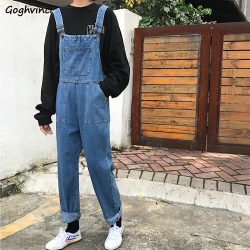Jumpsuits Women Denim All-match Pocket High Quality Ladies Streetwear Leisure Long Trousers Womens Loose Clothes 2019 Solid Chic
