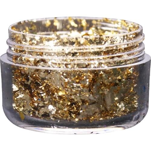 Gold Leaf Sheets Flakes Light Gold Foil Fragments for Nail Decoration Painting Ceramics Arts Craft Colorful Alloy Foil Flakes