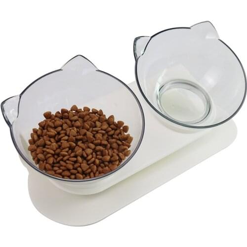 Cat Dog Bowl With Stand Pet Feeding Food Water Bowl Pet Bowls For Dogs Feeder 15°C Slant to Protect Cat Cervical Vertebrae