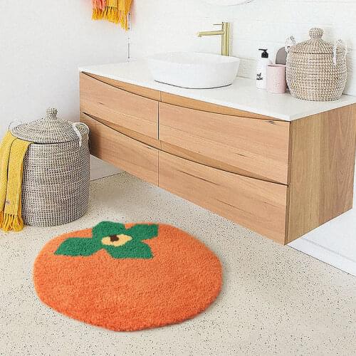 Soft Persimmon Floor Mat Rug Cartoon Carpet Flocking Bath Mat Home Decoration Door Mat Non-slip Absorbent Bathroom Doormat