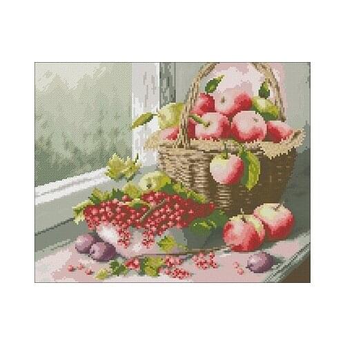 Harvested apples and cherries ,For Embroidery,DIY 14CT Unprinted Arts Cross stitch kits Set Cross-Stitching Home Decor